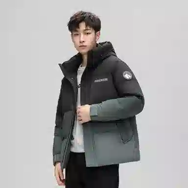 鸭鸭 加厚保暖渐变色休闲连帽套头宽松无性别羽绒服 男女同款