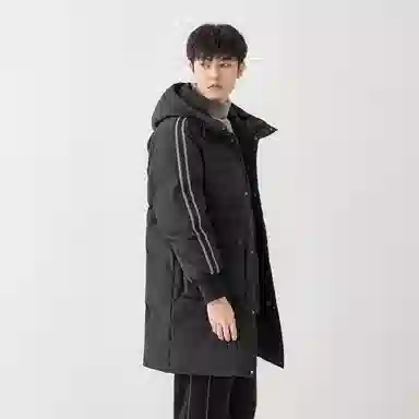 鸭鸭 加厚保暖休闲宽松连帽套头羽绒服 男款