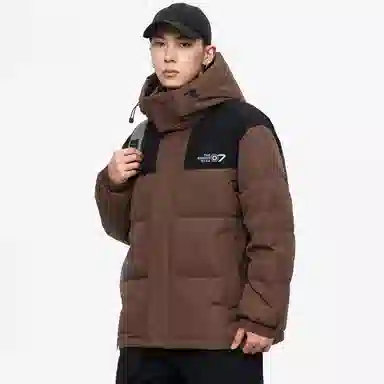 鸭鸭 高端通勤系列 青少年冬季基础款插色简约字母印花设计感学生党好物显高小众垂感宽松休闲防寒保暖插色抽绳连帽羽绒服 男女同款