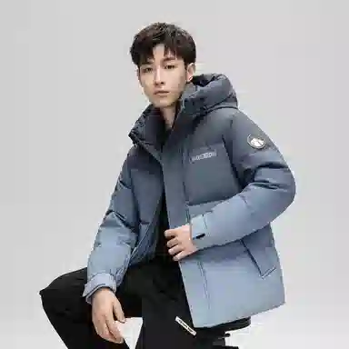 鸭鸭 加厚保暖渐变色休闲连帽套头宽松无性别羽绒服 男女同款