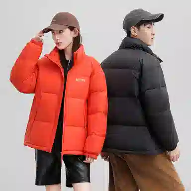 鸭鸭 经典暖冬系列 简约字母印花设计感简约纯色青少年基础款学生党好物宽松休闲加 厚保暖防寒百搭羽绒服 通用