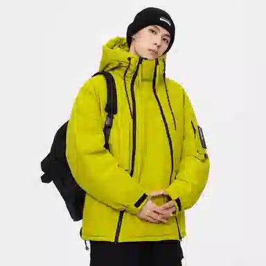 鸭鸭 山系户外加厚保暖对称多拉链城市机能风休闲连帽套头宽松羽绒服 男女同款