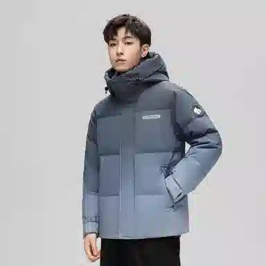 鸭鸭 加厚保暖渐变色休闲连帽套头宽松无性别羽绒服 男女同款