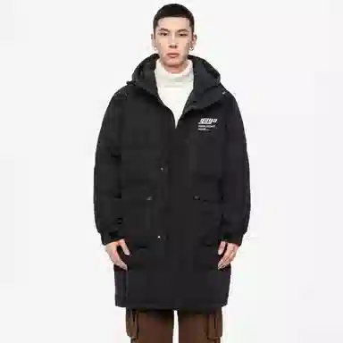 鸭鸭 高端通勤系列 简约字母印花大口袋设计感青少年基础款纯色学生党好物百搭防寒保暖显瘦拉链连帽羽绒服 男女同款