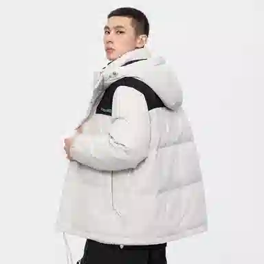 鸭鸭 经典暖冬系列 简约字母印花设计感青少年基础款插色学生党好物户外通勤防风保暖抗皱宽松休闲百搭连帽羽绒服 男女同款