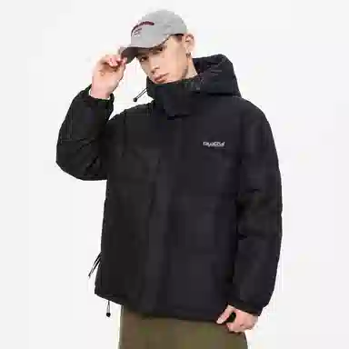 鸭鸭 经典暖冬系列 简约字母印花设计感青少年基础款插色学生党好物户外通勤防风保暖抗皱宽松休闲百搭连帽羽绒服 男女同款