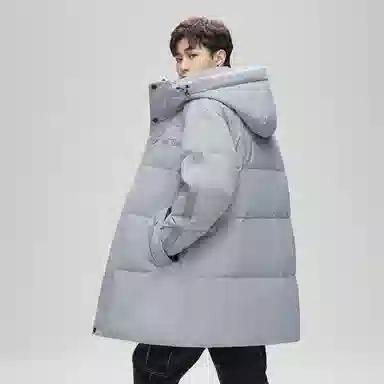 鸭鸭 防寒加厚保暖鸭绒中长款休闲宽松连帽套头暗黑羽绒服外套 男女同款