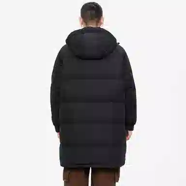 鸭鸭 高端通勤系列 简约字母印花大口袋设计感青少年基础款纯色学生党好物百搭防寒保暖显瘦拉链连帽羽绒服 男女同款