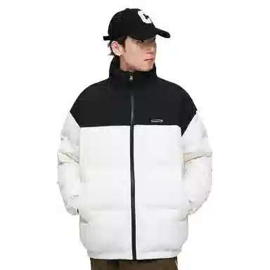 鸭鸭 青少年基础款美式复古多巴胺撞色山系户外立领加厚保暖防风无帽休闲运动百搭舒适柔软都市通勤羽绒服 男女同款