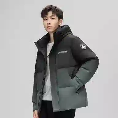 鸭鸭 加厚保暖渐变色休闲连帽套头宽松无性别羽绒服 男女同款