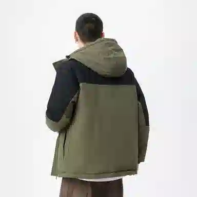 鸭鸭 山系户外多口袋工装风加厚保暖防风休闲宽松连帽套头羽绒服 男女同款