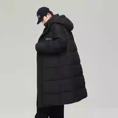 鸭鸭 青少年基础款加厚连帽保暖舒适柔软御寒学生党好物连帽宽松休闲时尚百搭中长外套羽绒服 男女同款