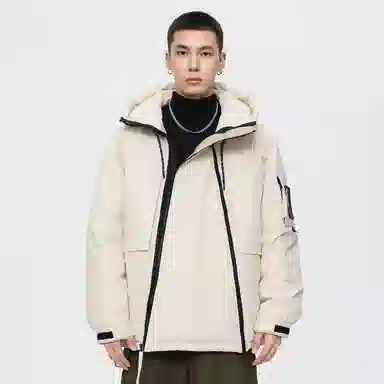 鸭鸭 山系户外加厚保暖对称多拉链城市机能风休闲连帽套头宽松羽绒服 男女同款