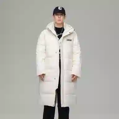 鸭鸭 青少年基础款加厚连帽保暖舒适柔软御寒学生党好物连帽宽松休闲时尚百搭中长外套羽绒服 男女同款