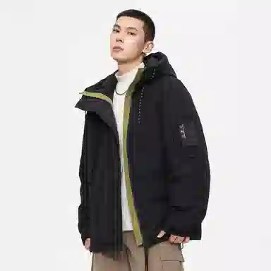 鸭鸭 山系户外加厚保暖对称多拉链城市机能风休闲连帽套头宽松羽绒服 男女同款