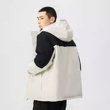 鸭鸭 山系户外多口袋工装风加厚保暖防风休闲宽松连帽套头羽绒服 男女同款