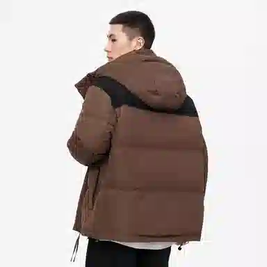 鸭鸭 经典暖冬系列 简约字母印花设计感青少年基础款插色学生党好物户外通勤防风保暖抗皱宽松休闲百搭连帽羽绒服 男女同款