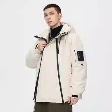 鸭鸭 山系户外加厚保暖对称多拉链城市机能风休闲连帽套头宽松羽绒服 男女同款