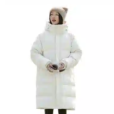 鸭鸭 美式复古基础款纯色户外运动舒适柔软防水无性别宽松休闲百搭高街轻便中长保暖防寒连帽羽绒服 男女同款 黑色