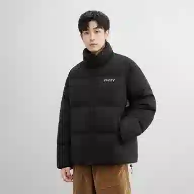 鸭鸭 新年战袍加厚保暖鸭绒字母休闲宽松无性别立领羽绒服 男女同款