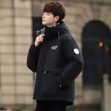 鸭鸭 山系户外加厚保暖多口袋工装风休闲宽松连帽套头羽绒服 男女同款