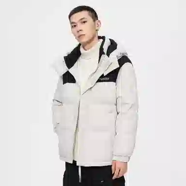 鸭鸭 经典暖冬系列 简约字母印花设计感青少年基础款插色学生党好物户外通勤防风保暖抗皱宽松休闲百搭连帽羽绒服 男女同款