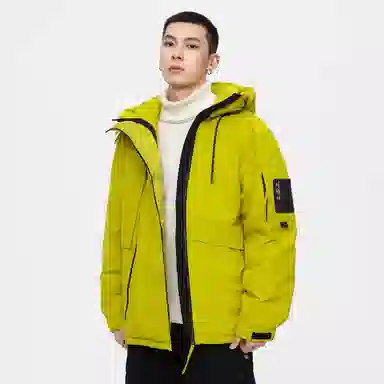 鸭鸭 山系户外加厚保暖对称多拉链城市机能风休闲连帽套头宽松羽绒服 男女同款