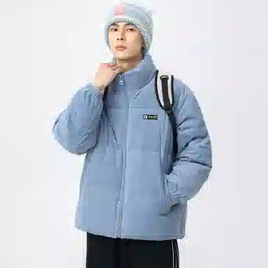 鸭鸭 高端通勤系列 冬季青少年基础款简约字母厚板印花设计感学生党好物垂感防寒保暖显瘦显高小众旅游拉链立领羽绒服 男女同款