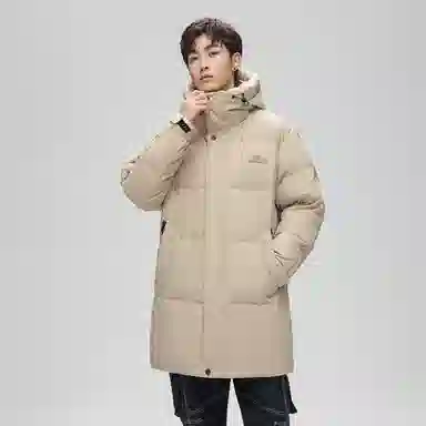 鸭鸭 防寒加厚保暖鸭绒中长款休闲宽松连帽套头暗黑羽绒服外套 男女同款