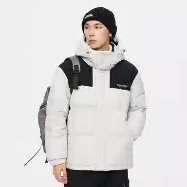 鸭鸭 经典暖冬系列 简约字母印花设计感青少年基础款插色学生党好物户外通勤防风保暖抗皱宽松休闲百搭连帽羽绒服 男女同款