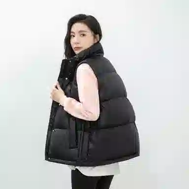 鸭鸭 纯色休闲单排扣立领无帽羽绒加厚马甲 女款