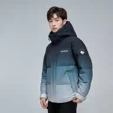 鸭鸭 加厚保暖渐变色休闲连帽套头宽松无性别羽绒服 男女同款