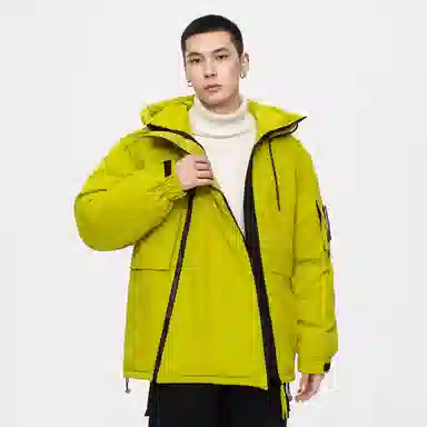 鸭鸭 山系户外加厚保暖对称多拉链城市机能风休闲连帽套头宽松羽绒服 男女同款