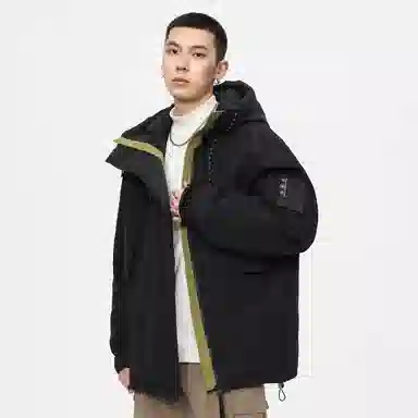 鸭鸭 山系户外加厚保暖对称多拉链城市机能风休闲连帽套头宽松羽绒服 男女同款