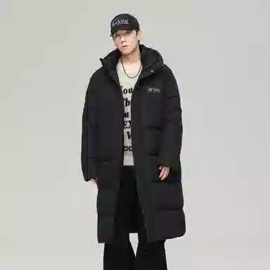 鸭鸭 青少年基础款加厚连帽保暖舒适柔软御寒学生党好物连帽宽松休闲时尚百搭中长外套羽绒服 男女同款