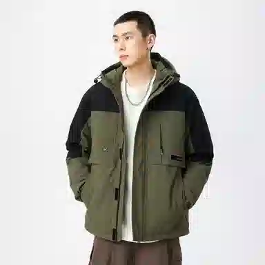 鸭鸭 山系户外多口袋工装风加厚保暖防风休闲宽松连帽套头羽绒服 男女同款