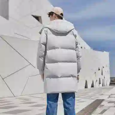 鸭鸭 加厚保暖休闲宽松连帽套头羽绒服 男款