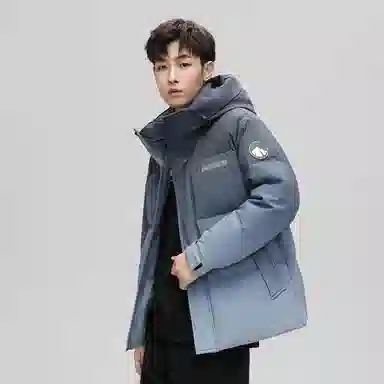 鸭鸭 加厚保暖渐变色休闲连帽套头宽松无性别羽绒服 男女同款