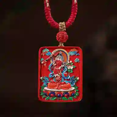 宝臻荟 新中式 国风 国潮 藏风 唐卡 再造辰砂朱砂 玉石项链 男女同款情侣款