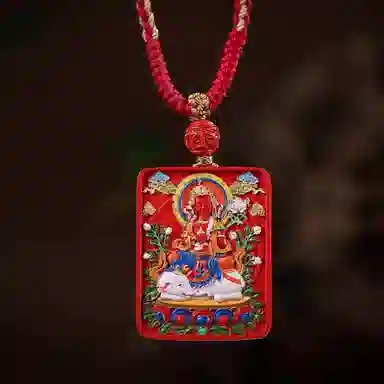 宝臻荟 新中式 国风 国潮 藏风 唐卡 再造辰砂朱砂 玉石项链 男女同款情侣款