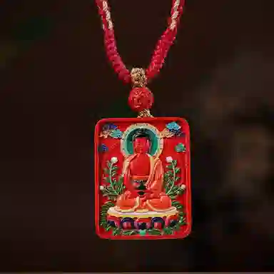 宝臻荟 新中式 国风 国潮 藏风 唐卡 再造辰砂朱砂 玉石项链 男女同款情侣款