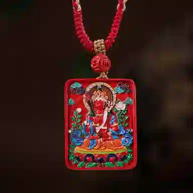 宝臻荟 新中式 国风 国潮 藏风 唐卡 再造辰砂朱砂 玉石项链 男女同款情侣款