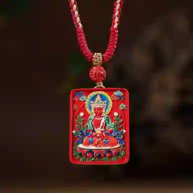 宝臻荟 新中式 国风 国潮 藏风 唐卡 再造辰砂朱砂 玉石项链 男女同款情侣款