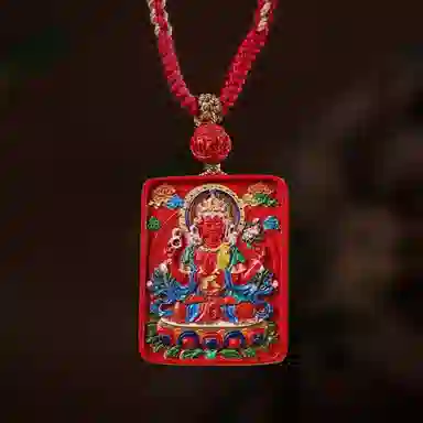 宝臻荟 新中式 国风 国潮 藏风 唐卡 再造辰砂朱砂 玉石项链 男女同款情侣款