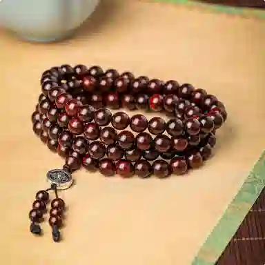 宝臻荟 新中式 野生印度高密 文玩盘玩念珠 复古时尚高级感 手串 男女同款情侣款 紫檀