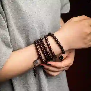 宝臻荟 新中式 野生印度高密 文玩盘玩念珠 复古时尚高级感 手串 男女同款情侣款 紫檀