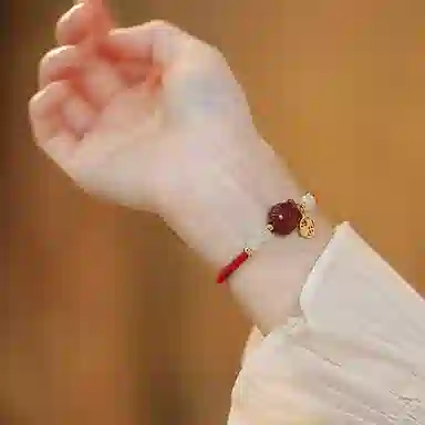 凤凰涅磐 上岸红绳 本命年编织红手绳 手饰 再造辰砂朱砂 玉石手链 女款 礼 物 礼盒