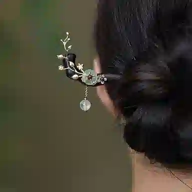 凤凰涅磐 新中式复古民族风高级感旗袍汉服日常盘发 黑檀木 葡萄石 发簪 女款 黑檀 礼物 礼盒