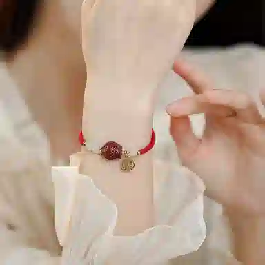 凤凰涅磐 上岸红绳 本命年编织红手绳 手饰 再造辰砂朱砂 玉石手链 女款 礼 物 礼盒