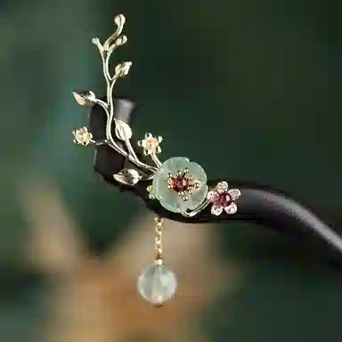 凤凰涅磐 新中式复古民族风高级感旗袍汉服日常盘发 黑檀木 葡萄石 发簪 女款 黑檀 礼物 礼盒